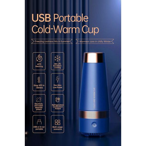 CALFOLLOW Portable USB fast Cooling Hot and Cold Drinks Drink Flasks thermo coffee cup Steel Double-wall insulatr Growler Travel Mugs Car heated Thermos