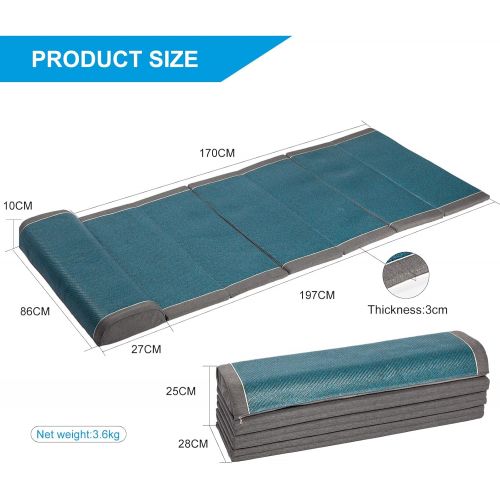  CALFOLLOW Floor Mattress Bed Car Mattress Portable Single Sleeping Mat for Outdoor Camping with Pillow and Storage Bag, Lightweight and Convenient Memory Foam Folding Bed