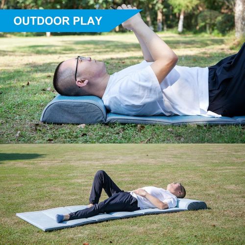  CALFOLLOW Floor Mattress Bed Car Mattress Portable Single Sleeping Mat for Outdoor Camping with Pillow and Storage Bag, Lightweight and Convenient Memory Foam Folding Bed