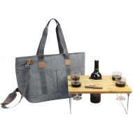 CALIFORNIA PICNIC Picnic Basket Tote Set with Table | Picnic Shoulder Bag Set | Stylish All-in-One Portable Set | 4 Person Table Service | Cooler Bag for Camping | Insulated Tote Bag | Cooler Bag Bu