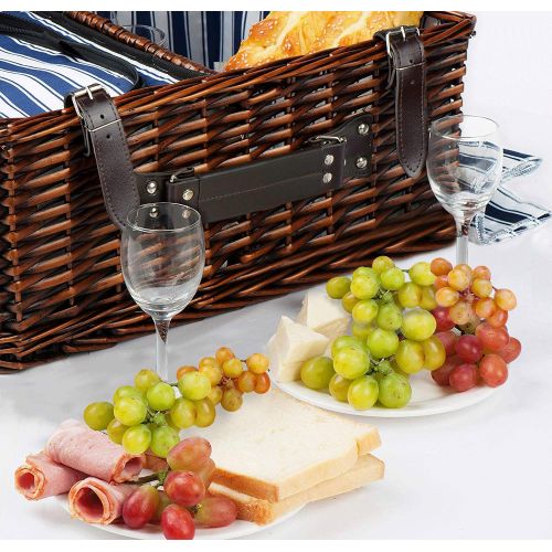  CALIFORNIA PICNIC Picnic Basket Set for 4 Person | Insulated Red Picnic Hamper Set | Picnic Table Set | Picnic Plates | Picnic Supplies | Summer Picnic Kit | Picnic Utensils Cutlery Flatware