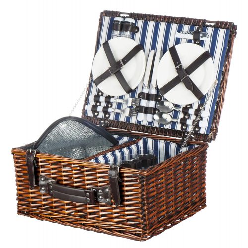  CALIFORNIA PICNIC Picnic Basket Set for 4 Person | Insulated Picnic Hamper Set | Picnic Table Set | Picnic Plates | Picnic Supplies | Summer Picnic Kit | Picnic Utensils Cutlery Flatware