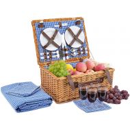 CALIFORNIA PICNIC Picnic Basket for 4 Person | Picnic Hamper Set | Folding Picnic Blanket | Picnic Table Set | Picnic Plates | Picnic Supplies | Summer Picnic Kit | Picnic Utensils | Picnic Cutlery