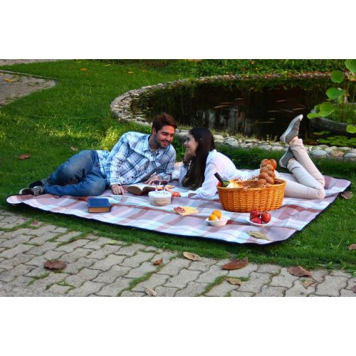  CALIFORNIA PICNIC Extra Large Picnic Blanket | Oversized Beach Blanket Sand Proof | Outdoor Accessory for Handy Waterproof Stadium Mat | Water-Resistant Layer Outdoor Picnics | Great for Camping on