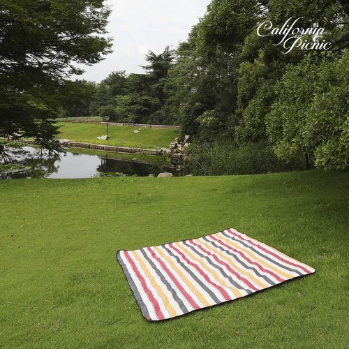  CALIFORNIA PICNIC Picnic Blanket Waterproof Extra Large | Beach Blanket Sand Proof Oversized Waterproof | Great Festival Blanket and Picnic Mat | Water Resistant Heavy Duty Wet Lawn Blanket Backing