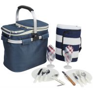 CALIFORNIA PICNIC Picnic Basket for 2 Beautiful Insulated Tote Bag Kit Insulated Lunch Tote for Women & Men Picnic Backpack Camping Tableware Set and Waterproof Blanket | Aluminum Frame and Handle |