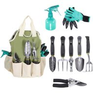 CALIFORNIA PICNIC Garden Tool Set | Garden Tools Organizer Tote | Gardening Gloves Included Great Garden Tools for Woman and Men | 9 Piece Garden Accessories Tool Organizer Kit | Gardening Gifts | G