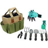 CALIFORNIA PICNIC Garden Tool Set | Garden Tools Kit | Gardening Gloves | 9 Piece Garden Tool Set | Digging Claw Gardening Gloves Gardening Gifts Tool Set | Planting Tools | Gardening Supplies Baske