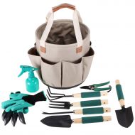 CALIFORNIA PICNIC Garden Tools Set | Gardening Gifts | Gardening Tools Set | 9 Piece Garden Tool Set | Digging Claw Gardening Gloves Succulent Tool Set | Planting Tools | Gardening Supplies Basket |