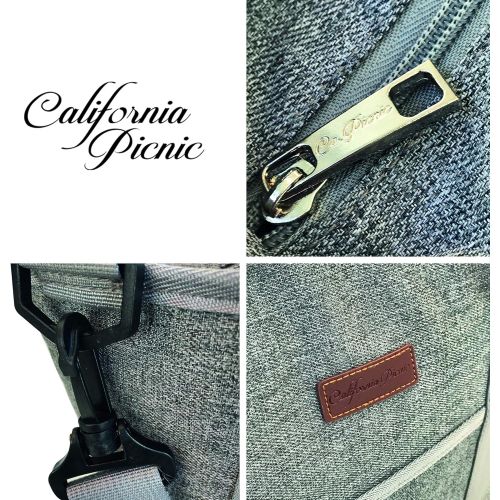  CALIFORNIA PICNIC Large Cooler Bag Insulated Cooler Tote Bag Carrier 25 Can Capacity Cooler Bags Insulated for Travel with Zipper Insulated Tote Bags Insulated Grocery Bag Thermal Beach Market Tote