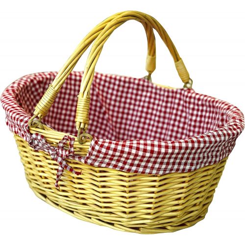  CALIFORNIA PICNIC Wicker Picnic Baskets | Little Red Riding Hood Basket for Kids | Hand Woven Wicker Great for Easter Basket | Storage of Plastic Easter Eggs Candy Gift Wedding Baskets