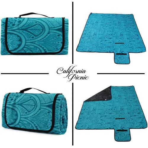  CALIFORNIA PICNIC Large Picnic Blanket | Oversized Beach Blanket Sand Proof | Outdoor Accessory for Handy Waterproof Stadium Mat | Water-Resistant Layer Outdoor Picnics | Great for Camping on Grass