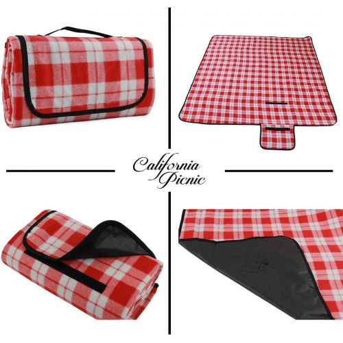  CALIFORNIA PICNIC Large Picnic Blanket | Oversized Beach Blanket Sand Proof | Outdoor Accessory for Handy Waterproof Stadium Mat | Water-Resistant Layer Outdoor Picnics | Great for Camping on Grass