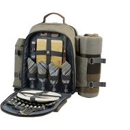 CALIFORNIA PICNIC Picnic Backpack for 4 | Picnic Basket | Stylish All-in-One Portable Picnic Bag with Complete Cutlery Set, Stainless Steel S/P Shakers | Picnic Blanket Waterproof Extra Large| Coole