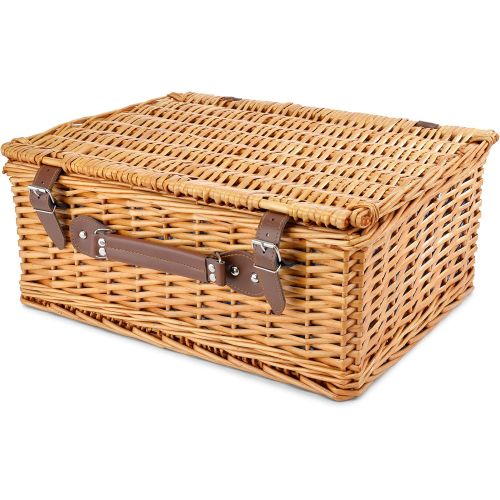  CALIFORNIA PICNIC Picnic Basket for 4 Person | Picnic Hamper Set | Folding Picnic Blanket | Picnic Table Set | Picnic Plates | Picnic Supplies | Summer Picnic Kit | Picnic Utensils | Picnic Cutlery