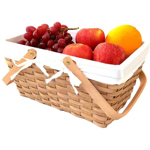  CALIFORNIA PICNIC Picnic Basket Natural Woven Woodchip with Double Folding Handles | Easter Basket | Storage of Plastic Easter Eggs and Easter Candy | Organizer Blanket Storage | Bath Toy and Kids T