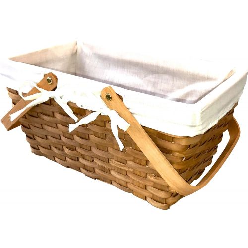  CALIFORNIA PICNIC Picnic Basket Natural Woven Woodchip with Double Folding Handles | Easter Basket | Storage of Plastic Easter Eggs and Easter Candy | Organizer Blanket Storage | Bath Toy and Kids T