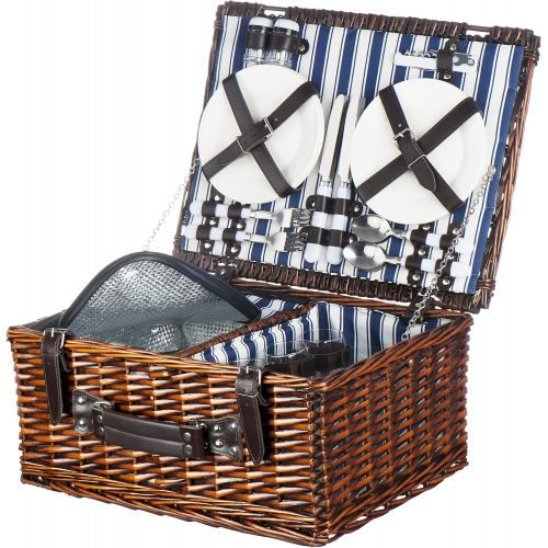  CALIFORNIA PICNIC Picnic Basket Set for 4 Person | Insulated Picnic Hamper Set | Picnic Table Set | Picnic Plates | Picnic Supplies | Summer Picnic Kit | Picnic Utensils Cutlery Flatware