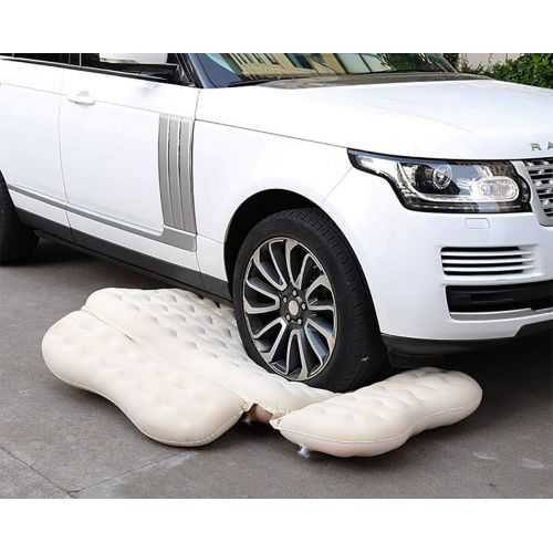  CALOER Thickened Inflatable Car Air Mattress with Pocket,Headboard,Pillows and Air Pump (Portable)-Camping Inflation Bed Travel Air Bed Car Back Seat-Blow Up Air Mattress - Car Bed