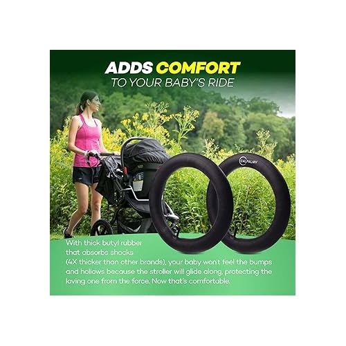  16'' x 1.5/1.75/1.95/2.125 Back Wheel Replacement Inner Tubes (2-Pack) Compatible with Graco Click/Go Jogging/BoB Revolution SE/Pro/Flex/SU - Made from BPA/Latex Free Butyl Rubber