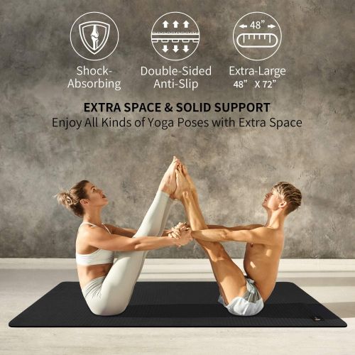  [아마존베스트]CAMBIVO Large Yoga Mat (6 x 4 x 6mm), Extra Wide TPE Mat for Men and Women, Exercise Fitness Mat for Home Gym, Yoga, Pilates, Workout