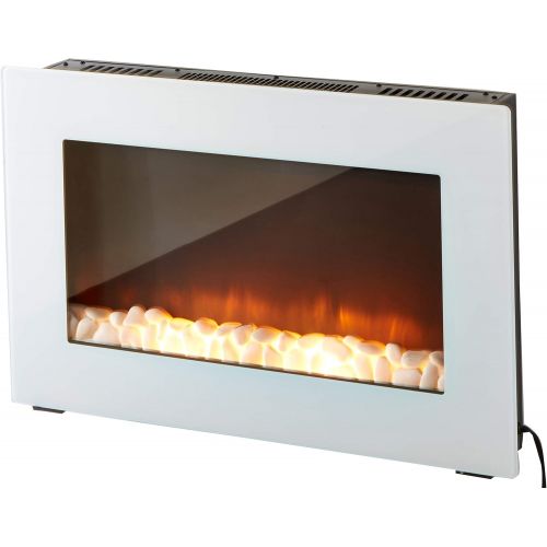  Cambridge Callisto 30 In. Wall-Mount Electric Fireplace in White with Crystal Rock Display