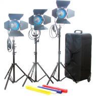 CAME-TV 650W Tungsten Fresnel 3-Light Kit