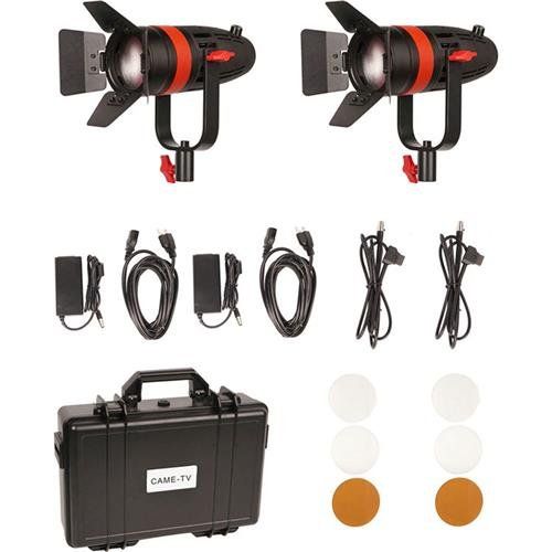  CAME-TV Came-TV Boltzen F-55W Fresnel 55W Focusable LED Daylight 2-Light Kit, Includes 2x AC Power Cord, 2x Power Adapter, Hard Travel Case