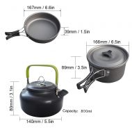 CAMEAGLE Camping Tableware 1 Set Outdoor Pots Pans Camping Cookware Picnic Cooking Set Non-Stick Tableware with Foldable Spoon Fork Knife Kettle Cup