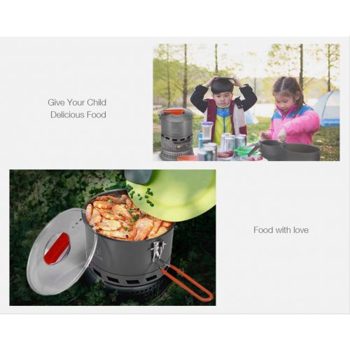  CAMEAGLE Camping Tableware Big Capacity 2.4l Outdoor Tableware Camping Heat Exchanger Pot Portable Hiking Cookware Picnic Quick Heating Kettle Folding Handle Pot