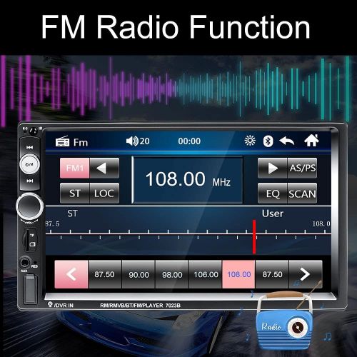  [아마존베스트]CAMECHO 7 Double Din Car Stereo Audio Bluetooth MP5 Player USB FM Multimedia Radio+ 4 LED Mini Backup Camera with Steering Wheel Remote Support Mobile Phone Synchronization (Used i