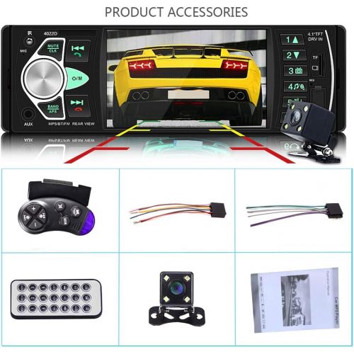  Camecho Single Din Car Stereo Radio 4.1 Screen Parking Assistance in-Dash Bluetooth USB/SD/FM MP5 Player with Waterproof Night Vision Backup Camera