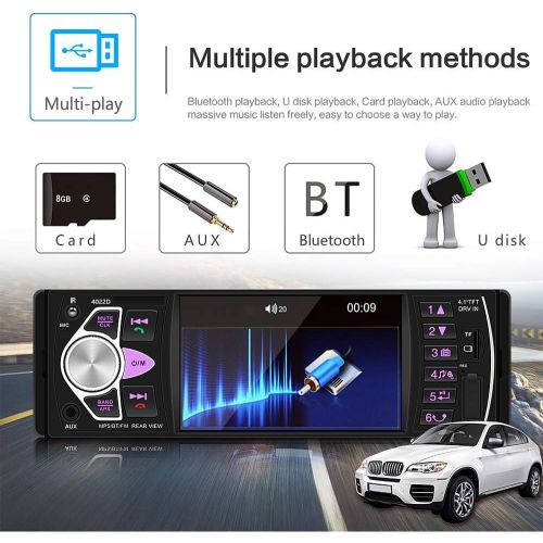  Camecho Single Din Car Stereo Radio 4.1 Screen Parking Assistance in-Dash Bluetooth USB/SD/FM MP5 Player with Waterproof Night Vision Backup Camera