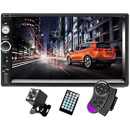  Camecho 7 Double Din Car Stereo Audio Bluetooth MP5 Player USB FM Multimedia Radio+ 4 LED Mini Backup Camera with Steering Wheel Remote Support Mobile Phone Synchronization (Only Used in A