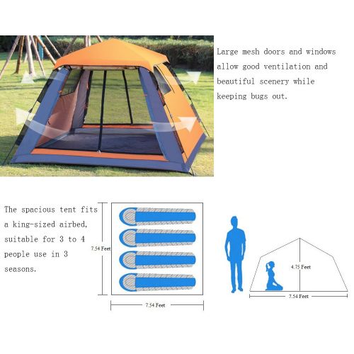  CAMEL Durable 4-Person Spinning Instant Tent Spacious Pop Up Tent for Camping and Beach With A Porch (7.547.544.75 Ft.)