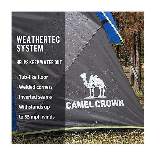  CAMEL CROWN Tents for Camping 3/4/5/6 Person Tent Waterproof Easy Setup Backpacking Tents with Floor Mats Family Tent for Outdoor Hiking