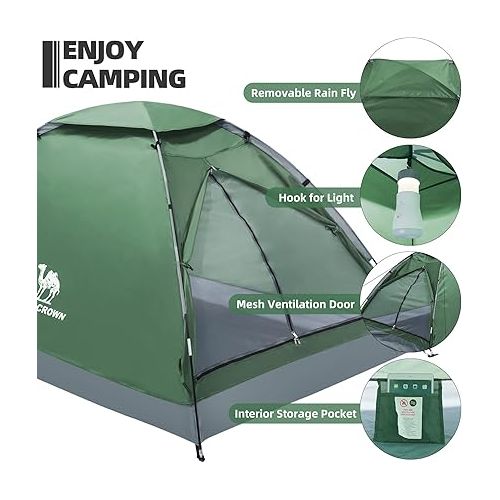  CAMEL CROWN 2/3/4 Person Camping Tent with Removable Rain Fly, Easy Setup Outdoor Tents Water Resistant Lightweight Portable for Family Backpacking Camping Hiking Traveling