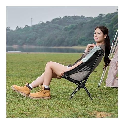  CAMEL CROWN Portable Camping Chair Lightweight Compact Folding Chair Mesh for Outdoor Camp Travel Beach Picnic Festival Hiking Backpacking Black