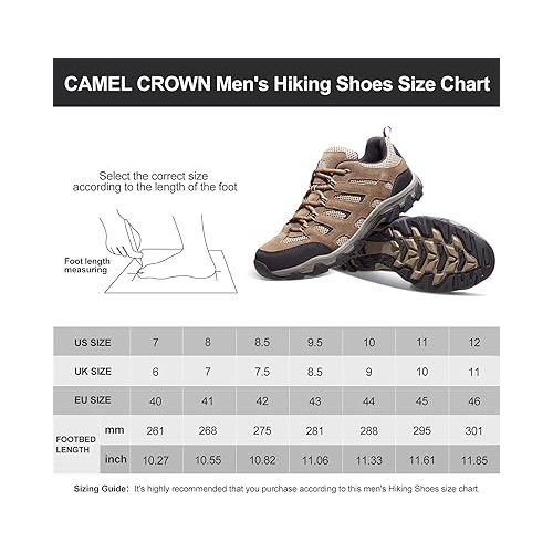  CAMEL CROWN Men's Hiking Shoes Breathable Non-Slip Sneakers Lightweight Low Top for Outdoor Trailing Trekking Camping