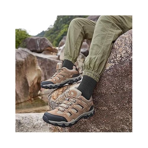  CAMEL CROWN Men's Hiking Shoes Breathable Non-Slip Sneakers Lightweight Low Top for Outdoor Trailing Trekking Camping