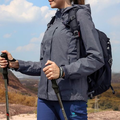  [아마존 핫딜] [아마존핫딜]CAMEL+CROWN CAMEL CROWN Womens Lightweight Windbreaker Jacket with Hood Waterproof Raincoat Running Hiking Outdoor