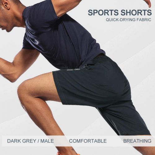  [아마존 핫딜]  [아마존핫딜]CAMEL CROWN Herren Shorts Kurze Hose Schnell Trocknend Atmungsaktive Sporthose Taschen Manner Running Fitness Gym Sport Shorts mit Kordelzug Training Shorts