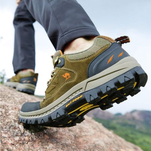  CAMEL CROWN Mens Hiking Shoes Breathable Non-Slip Sneakers Leather Low Cut Boots for Outdoor Trailing Trekking Walking