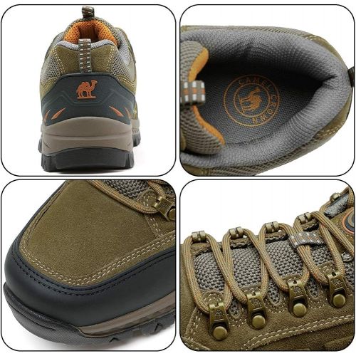  CAMEL CROWN Mens Hiking Shoes Breathable Non-Slip Sneakers Leather Low Cut Boots for Outdoor Trailing Trekking Walking