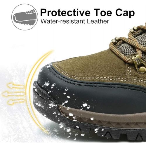  CAMEL CROWN Mens Hiking Shoes Breathable Non-Slip Sneakers Leather Low Cut Boots for Outdoor Trailing Trekking Walking