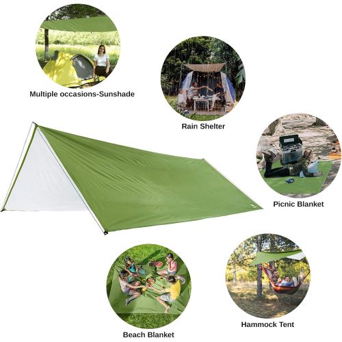  CAMEL CROWN 138 x 118 Inch Camping Tarp, Canopy Sunshade UPF50+, Portable Outdoor Tent Sun and Rain Shelter for Beach, Camping, Backyard Fun or Picnics