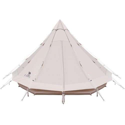  CAMEL CROWN 4/5 Person Canvas Bell Tent w/Stove Jack Luxury 4 Season Tent Waterproof Breathable Backpacking Tent for Outdoor Camping/Glamping