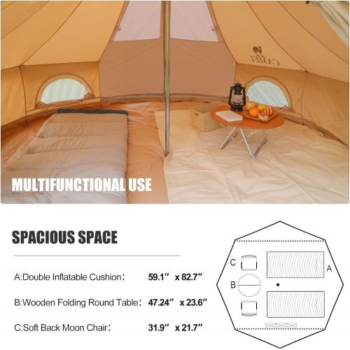  CAMEL CROWN 4/5 Person Canvas Bell Tent w/Stove Jack Luxury 4 Season Tent Waterproof Breathable Backpacking Tent for Outdoor Camping/Glamping