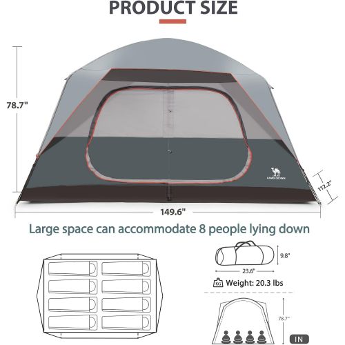  CAMEL CROWN 8 Person Backpacking Tent Large Camping Tents Waterproof Spacious Lightweight Portable for Outdoor Camping Hiking