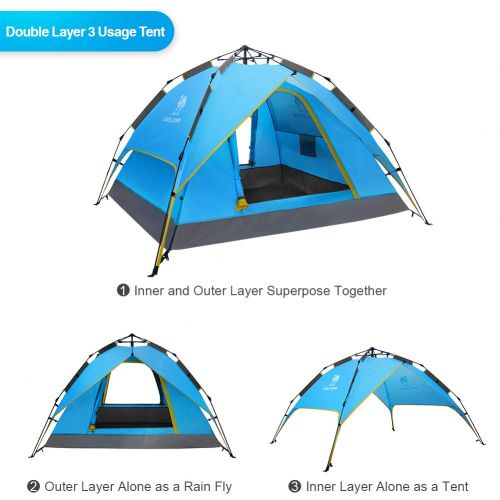  CAMEL CROWN Camping Tents 2-3 Person Backpack Collapsible Waterproof Automatic Pop Up Easy Quick Setup Sundome Shelter for Beach Hiking Travel